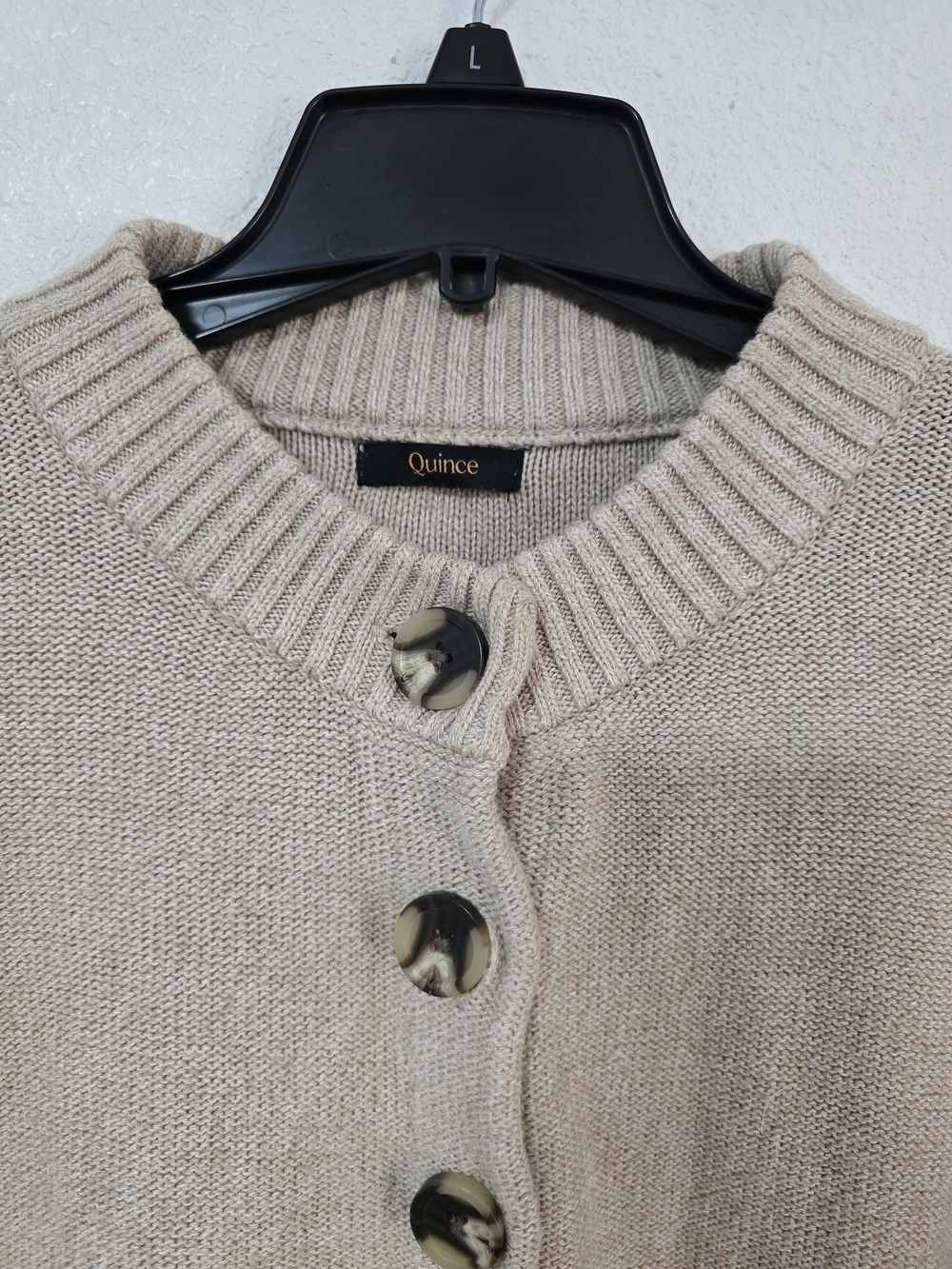 Quince Beige Cropped Button-Front Cardigan 100% Organic Cotton - Picture 4 of 9